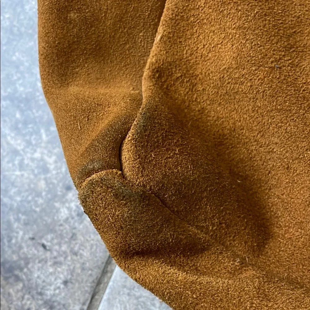Vintage Brookstone 1970s-80s Butterscotch Brown Suede Tote Bag